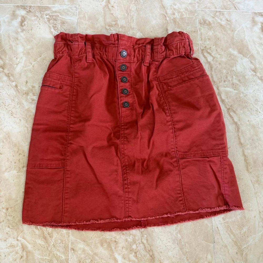 Hollister Red Cargo Mini Skirt Ultra High Rise Paperbag Waist Small